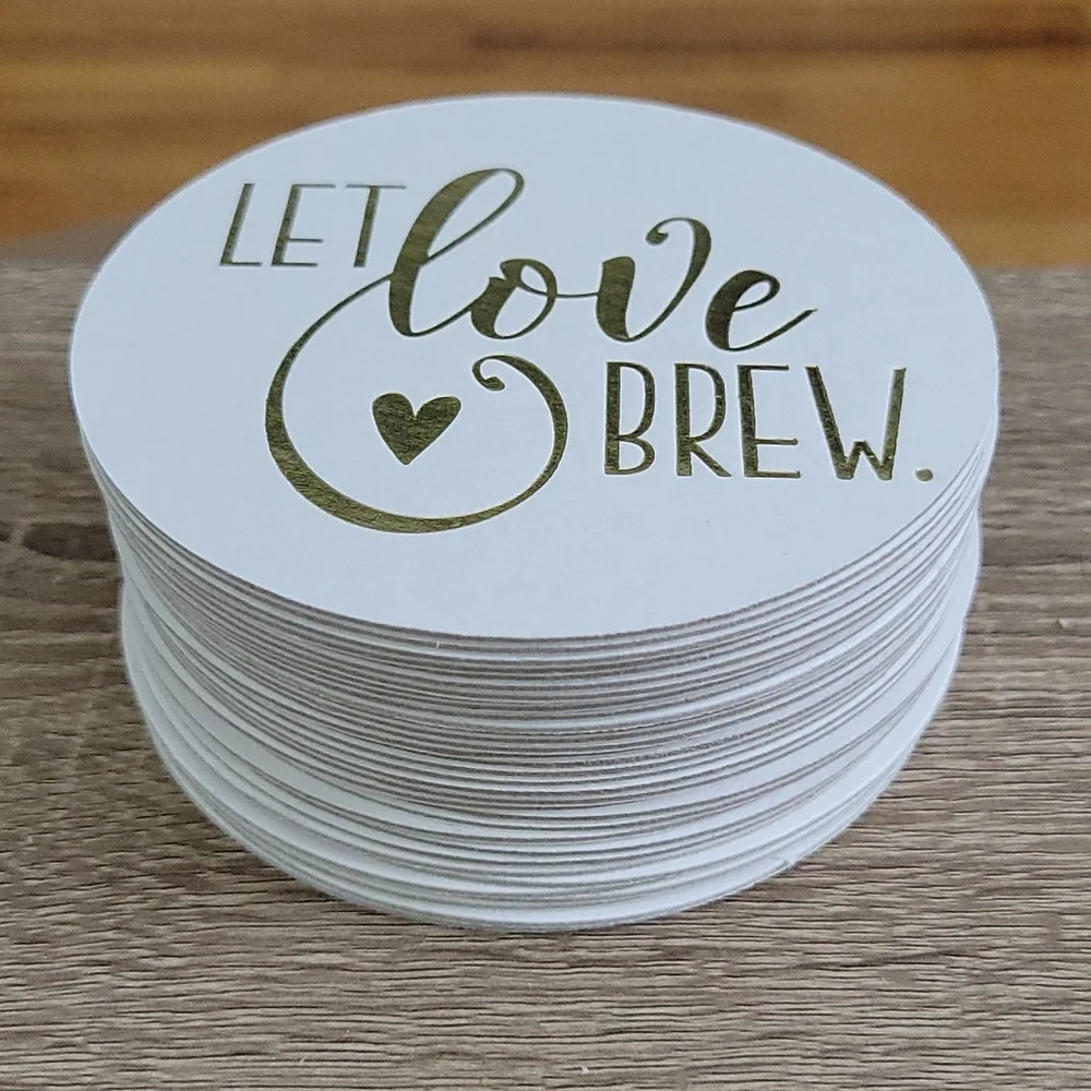 Let love brew cardboard coasters